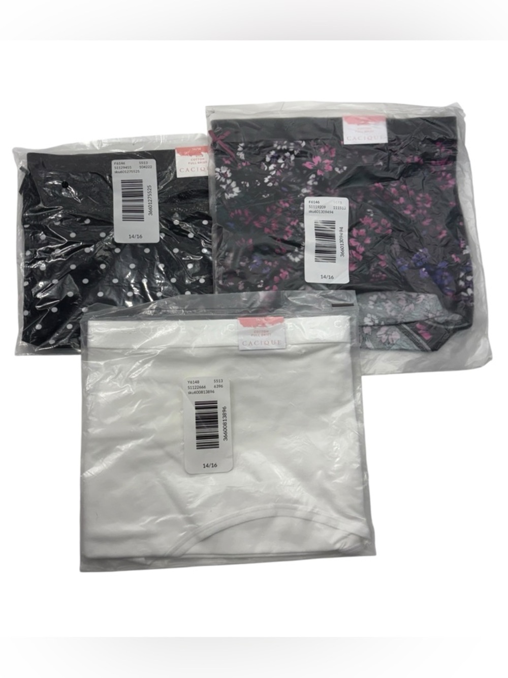 Cacique Lane Bryant 3 Pair NEW Floral Print Cotton Full Brief NWT Panties Bundle